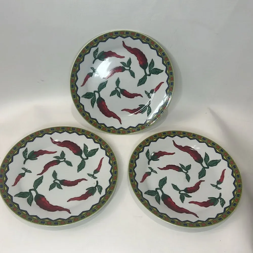 Godfinger & Co Pepper Saucer Salad Dessert Appetizer Plate 7 1/2 In Round Set 3